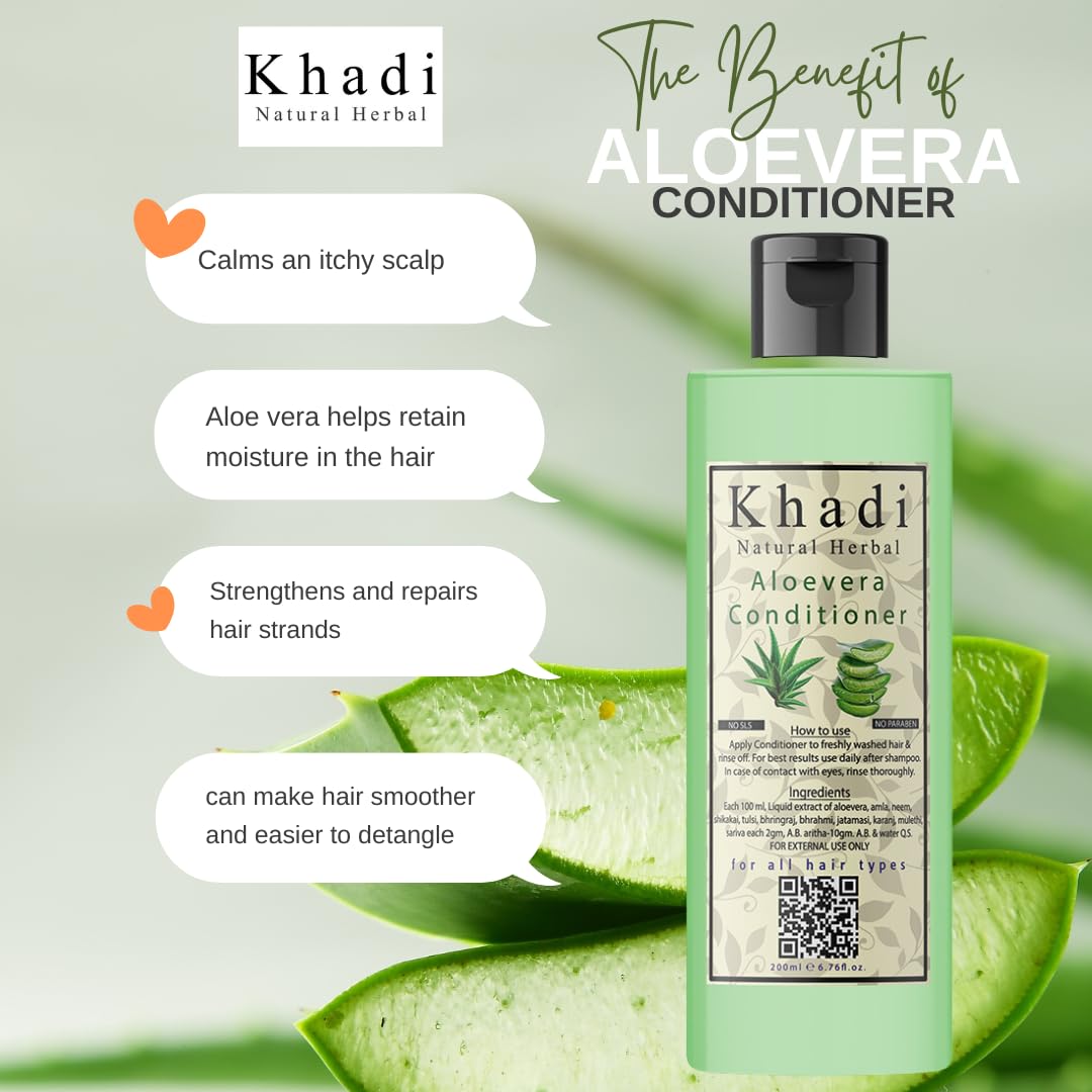 Khadi Herbal Alovera Shampoo With Conditioner - For Silky and Shiny Hair