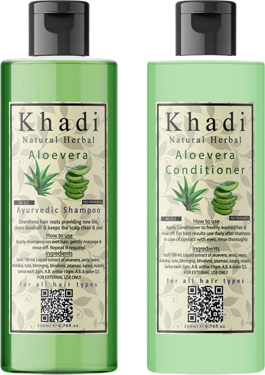 Khadi Herbal Alovera Shampoo With Conditioner - For Silky and Shiny Hair
