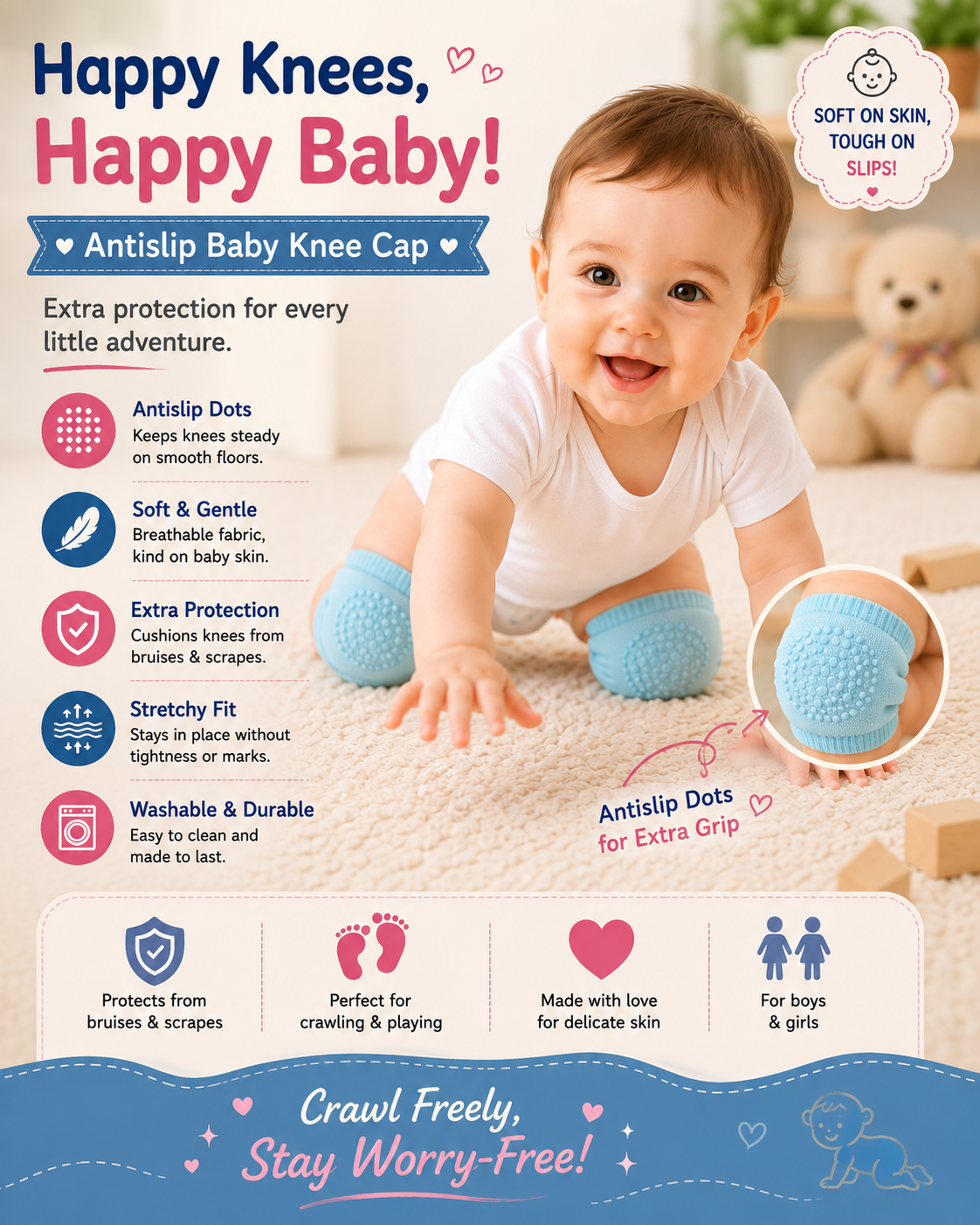 Anti-Slip Baby Knee Pads (Pack of 2)